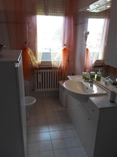 a bathroom with a sink and a toilet at Casa Luca in Silvi Marina