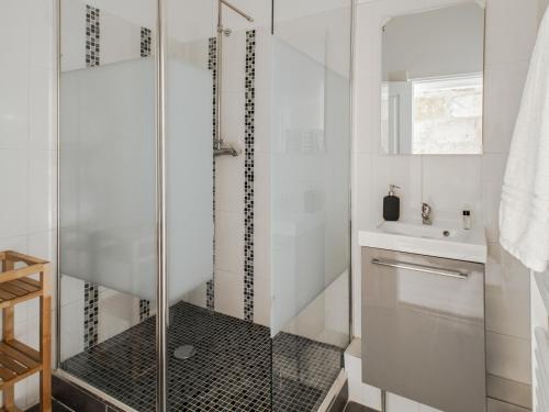 a bathroom with a shower and a sink at Notre Dame Apartment in Bordeaux