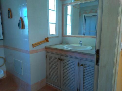 La salle de bains est pourvue d'un lavabo et d'un miroir. dans l'établissement Praia Verde Villa, à Altura