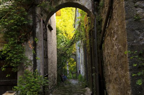 an alley with an archway in an old building at La Valinfiore Charming Home in Montecarlo