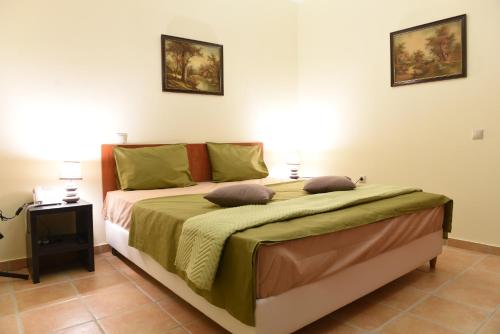 sypialnia z łóżkiem z 2 poduszkami w obiekcie Village Villas w mieście Ligia