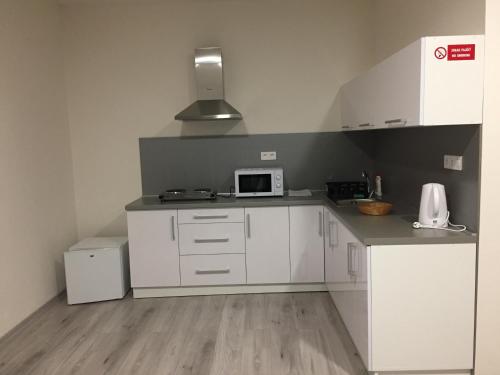Kuchyň nebo kuchyňský kout v ubytování Apartmány Jarkova
