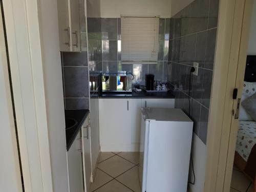 a small kitchen with a counter and a microwave at Ezulwini Guest House in Ezulwini