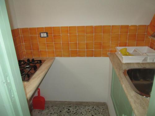 甘吉的住宿－Casa e Putia，一间带水槽和炉灶的小厨房