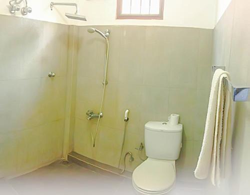 a bathroom with a shower and a toilet at Villu Villa in Anuradhapura