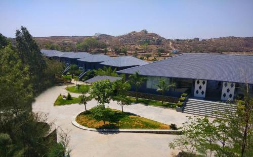 an overhead view of a building with a courtyard at TatSaraasa Resort & Spa, Udaipur in Udaipur