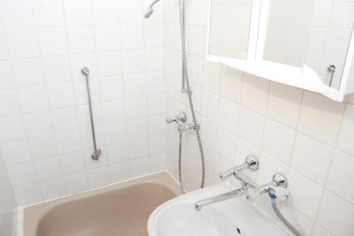 a bathroom with a shower and a toilet and a tub at Raisa Apartments Fünkhgasse in Pressbaum