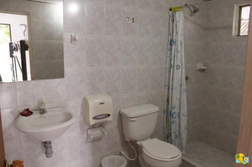 Koupelna v ubytování Hotel Campestre CENVATURS