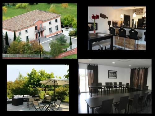 een collage van foto's van een huis en een huis bij Hôtel Le Domaine des Vignes Ampuis Lyon Sud Vienne in Ampuis