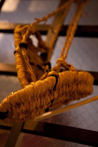 a close up of an old wooden boat on a table at Kimi Ryokan in Tokyo