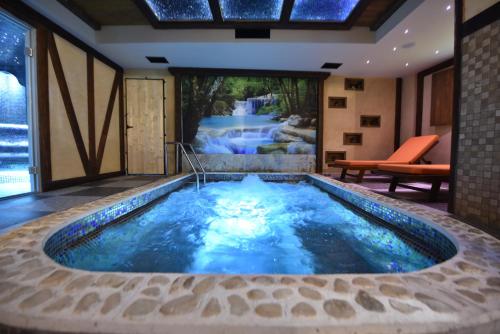 une piscine au milieu d'un salon avec une piscine dans l'établissement Hotel Passpartù Home Garni, à Belgrade
