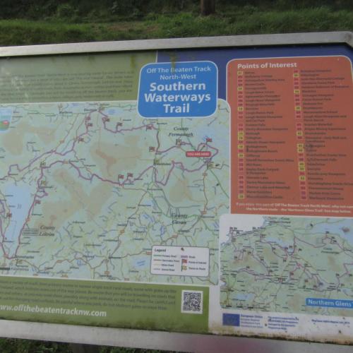 a map of the southern waterway trail at Knockninny Barn at Upper Lough Erne, County Fermanagh in Enniskillen