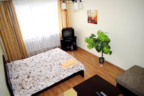 Кровать или кровати в номере Apartment on Krushelnitskoy 73