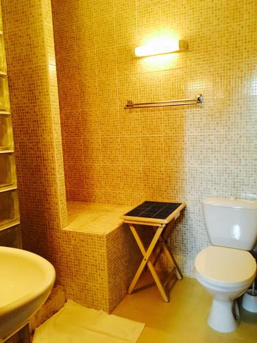 une salle de bain avec toilettes et lavabo dans l'établissement Boutique Hotel Couleurs Suds, à Cannes
