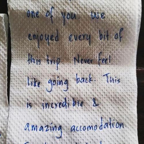 a piece of paper with handwriting on it at Margarita Village kite school kalpitiya in Kalpitiya