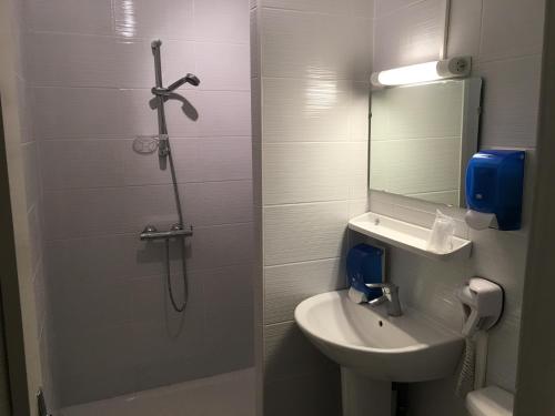 a bathroom with a shower and a sink at Le Relais de Gascogne in Auch