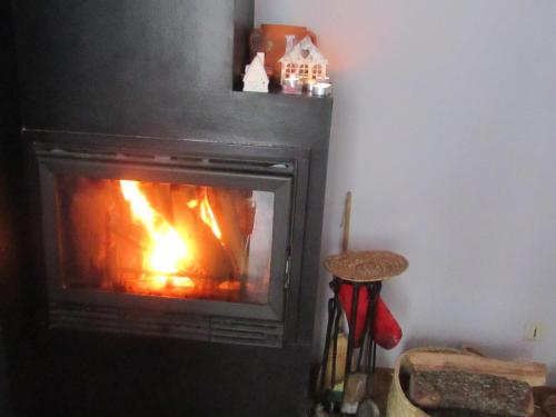 a fireplace with a fire in it in a room at Cap del Tarter Apartament in El Tarter