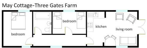 a diagram of a floor plan of a house at Three Gates Farm Holiday Cottages in Huntsham