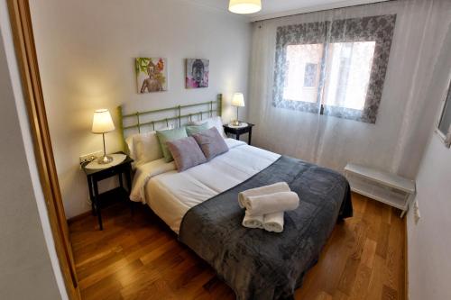 Un pat sau paturi într-o cameră la Apartamentos La Estación