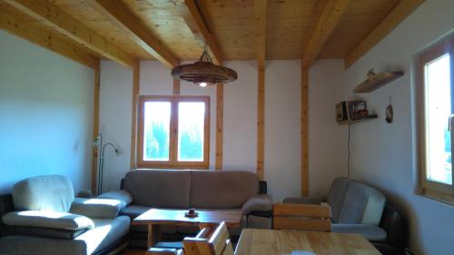 a living room with a couch and a table at Eco house in Žabljak