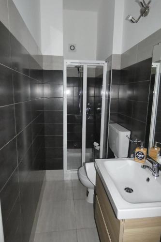 a bathroom with a toilet and a sink and a shower at B&B enjoy music in Villa San Giovanni