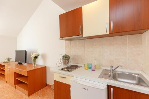 Kuchyň nebo kuchyňský kout v ubytování Apartments Mondo