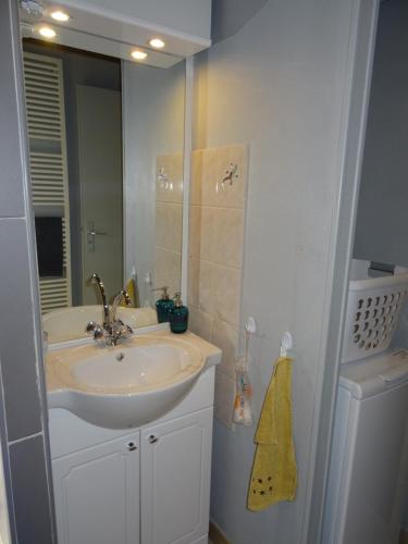 ジェラールメにあるLa SALAMANDREのバスルーム(洗面台、鏡付)