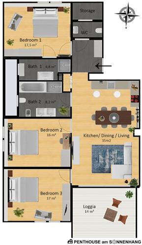 a floor plan of a house at Penthouse am Sonnenhang mit exklusiver Ausstattung in Schladming