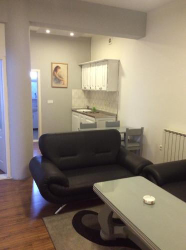 a living room with a couch and a table at Apartman br.1 in Bijeljina