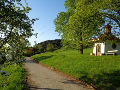 a dirt road next to a small house on a field at Apartments Himmelreich in Ternitz