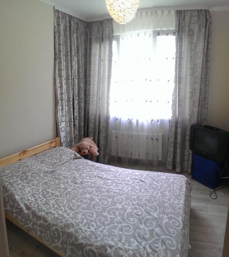 a bedroom with a bed and a window at Гостевой Дом у Моря, Guest House by the Sea in Odesa