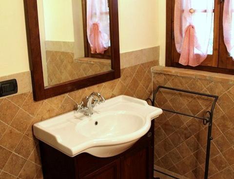 a bathroom with a sink and a mirror at AgriResort Spa Glamping Poggio Di Montedoro in Montefiascone