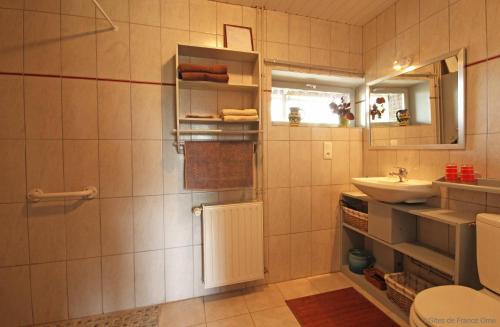 un bagno con lavandino e WC di Au Jardin Des Violettes a Mahéru