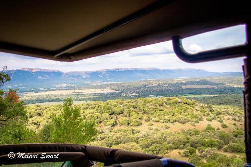 a view of the mountains from a vehicle window at Shamba Yetu Mountain Lodge in Maanhaarrand