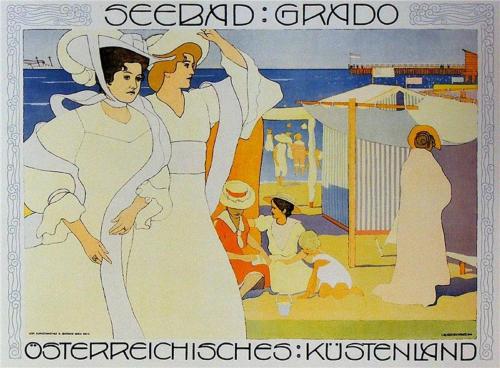 a painting of two women and a group of people at Appartamento Perco Riva Dandolo in Grado