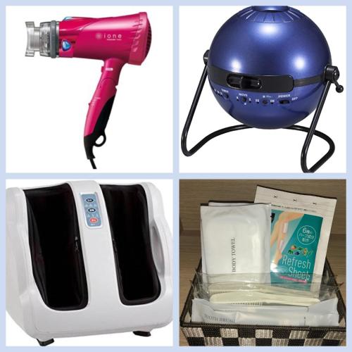 a red hair dryer and a blow dryer and a box at Nice Inn Hotel Ichikawa Tokyo Bay in Urayasu