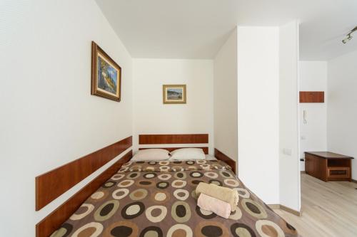 キーウにあるComfortable apartment near airport Zhulynyのベッドルーム1室(大型ベッド1台付)