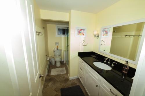 ein Badezimmer mit Waschbecken und Toilette in der Unterkunft Cedarwalk in Killington