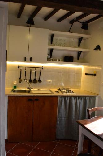 a kitchen with a sink and a counter top at Casa Messi in Pitigliano