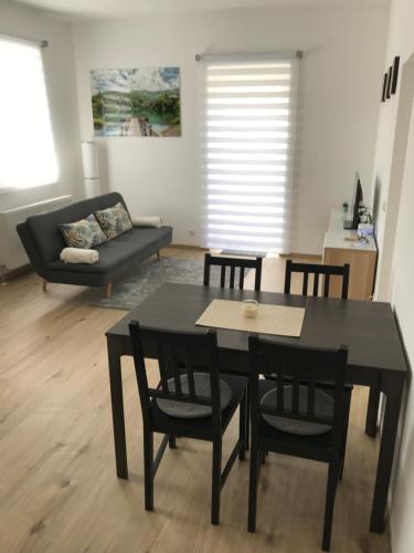 Χώρος καθιστικού στο Ferienwohnung Villa Seeblick
