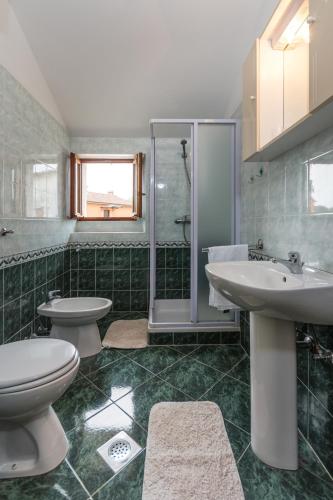 a bathroom with a toilet and a sink and a shower at Nilda 2 in Funtana