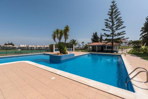 a swimming pool in a resort with a palm tree at Villa 39 in Armação de Pêra