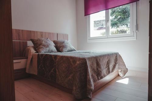 オウレンセにあるPiso centroのベッドルーム1室(毛布、窓付)
