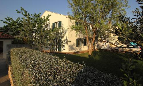 a house with a hedge in front of a house at Apartments Močići in Močići