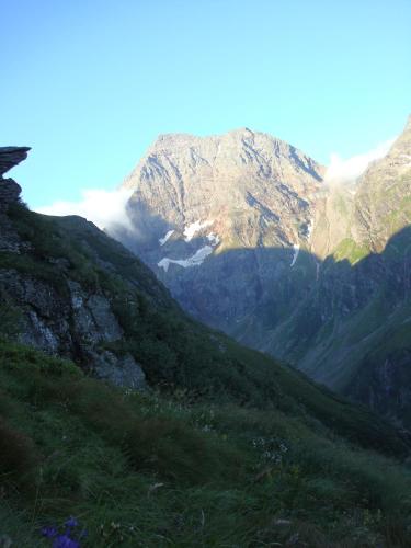 a view of a mountain range with green grass at Ferienhaus Ennsling in Haus im Ennstal