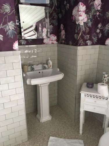 a bathroom with a sink and a mirror at Beau Vista in Strabane
