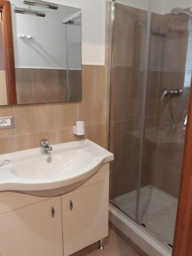 a bathroom with a sink and a shower at Il Sogno in Tollo