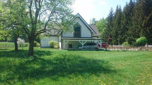 a house with a car parked in the yard at Villa Loch Nr.5 in Litschau