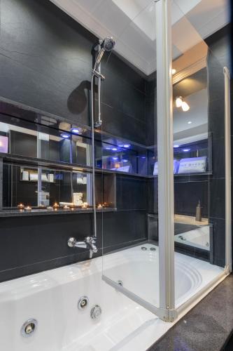 a shower in a bathroom with a bath tub at The Queen Luxury Apartments - Villa Giada in Luxembourg