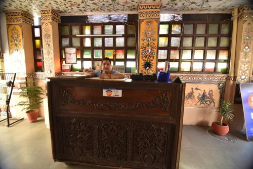 The lobby or reception area at Hotel Vaishnavi